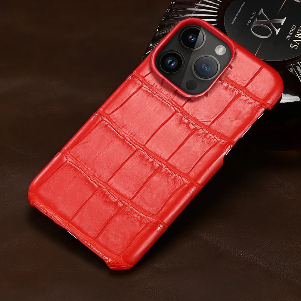 Crocodile Real Leather Cases for iPhone 16 15 Pro Max 14 pro max Genuine Leather Fundas Back Bover