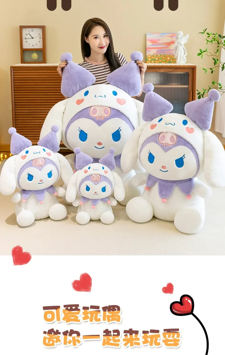 SanrioTransformation Kuromi Cinnamoroll Big Size Plush Doll Kawaii Plushies Soft Stuffed Toy Pillow Children Girls Birthday Gift