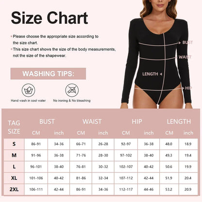 Bodysuit Women Body Shaper V Neck Slimming Jumpsuit Long-sleeved Winter Thermal Underwear Seamless Breathable Base Layer