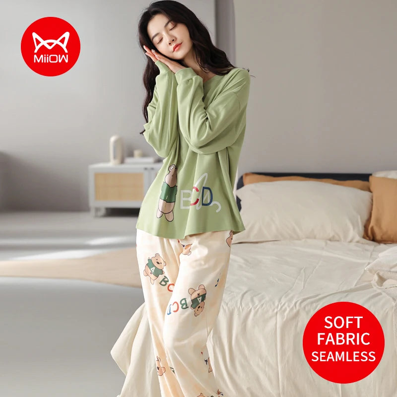 Women’s 2-Piece Pajama Set – Long Sleeve Top & Pants, Loose & Comfortable Winter Loungewear