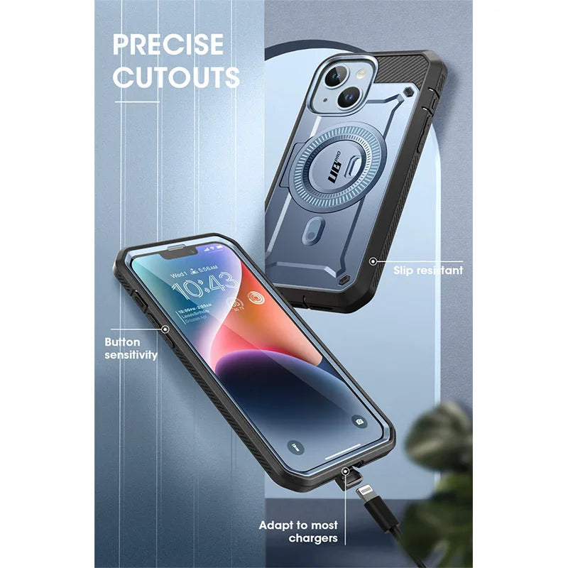 For iPhone 14 Plus Case 6.7“ 2022 UB Pro Mag Full Body Rugged Case with Built-in Screen Protector Kickstand Belt-Clip