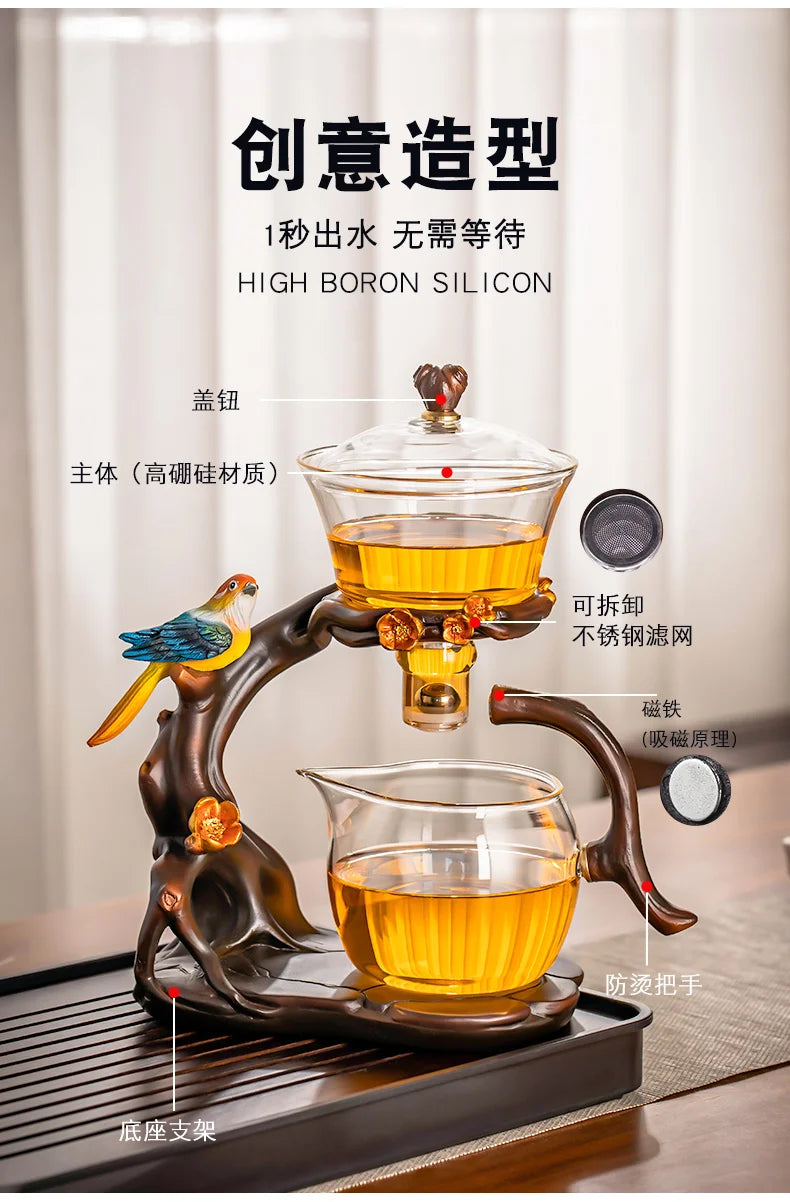 Glass Automatic Tea Set for Household Light Luxury High-end Teacup Magnetic Teapot Lazy Tea Maker