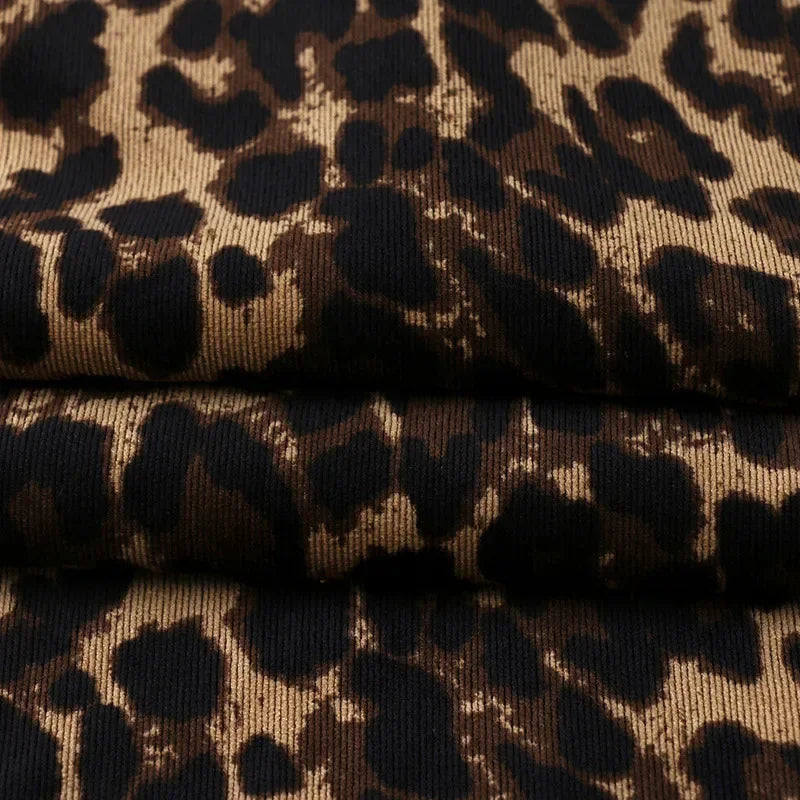 Leopard print Corduroy fabric Camouflage corduroy print cloth Polyester clothing DIY dress handmade Sewing quilting Leopardprint