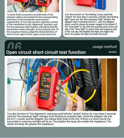 Network Line Tester Cable Finder RJ11 RJ45 Analyzer Test Tracker Receiver Telephone Line Networking Repair Tools