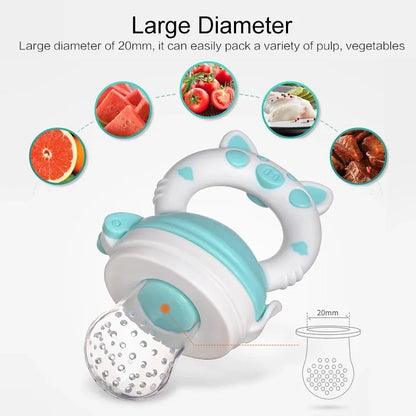 Food Grade Silicone Baby Fruit Feeder Pacifier Baby Food Mills with Cover Fresh Juice Extractor Fruit Vegetable Bite Eat Feeder