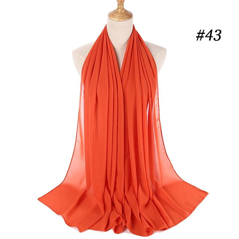 Muslim Chiffon Hijab Women Bubble Chiffon Scarf For Women Ladies Veil Muslim Islam Solid Color Malaysia Wrap Scarves