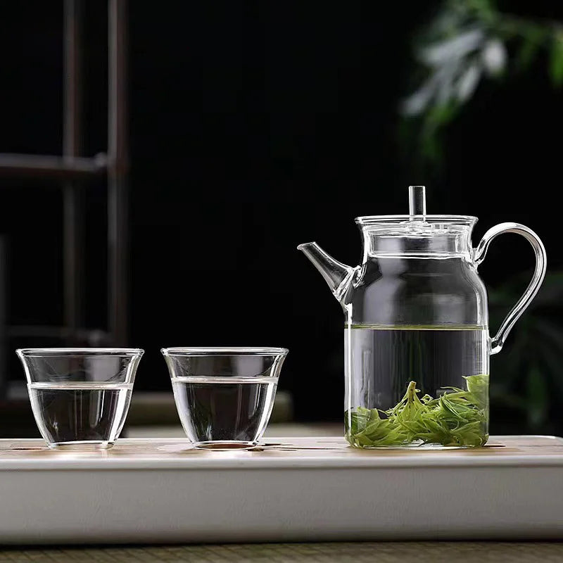 Retro Imitation Song Glass Teapot With Handle Kung Fu Tea Set Puer Kettle Bubble Tea Pot Household Teaware