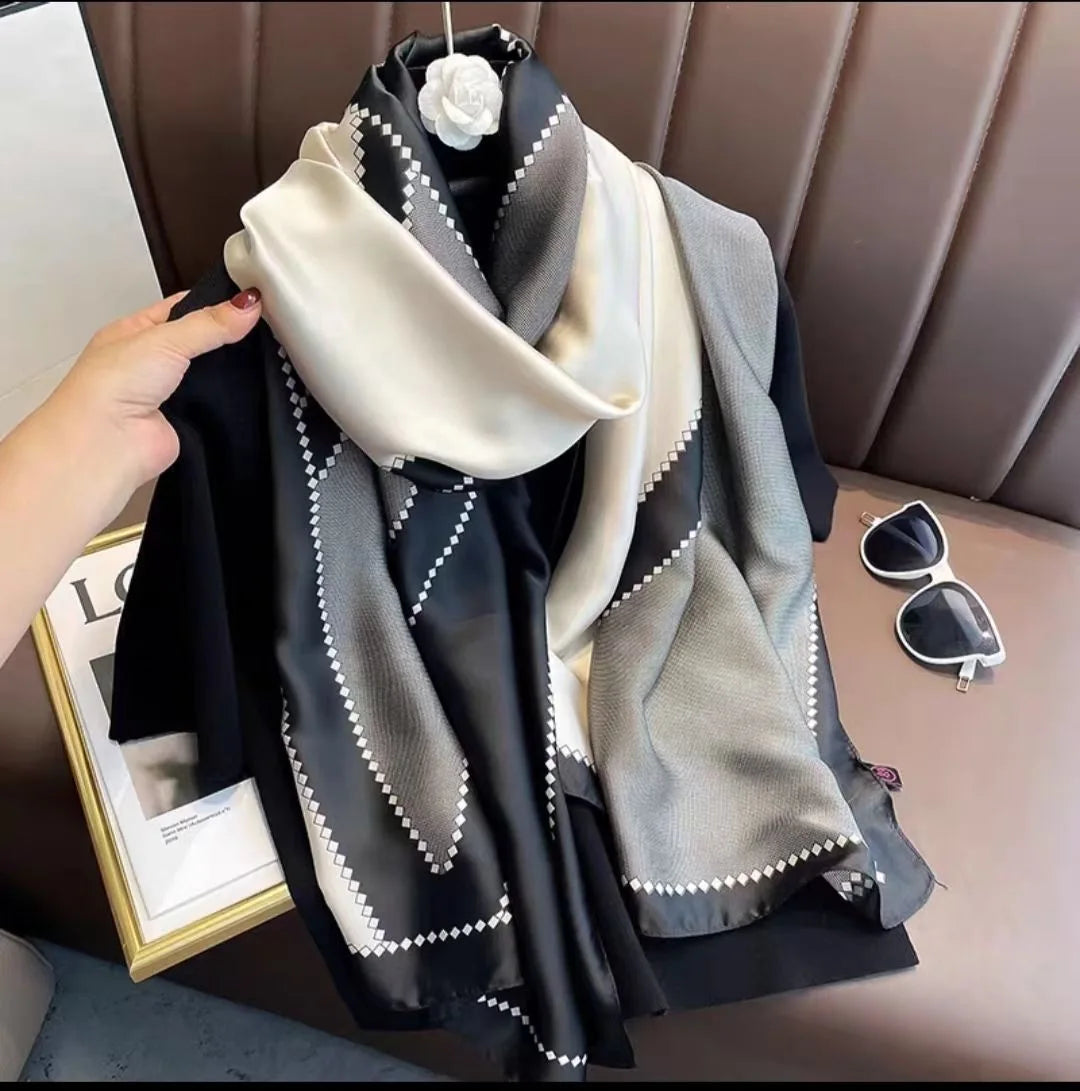 Women Summer Silk Scarves Shawl Lady Wrap Soft Female Echarpe Designer Beach Stole Bandana foulard muffler