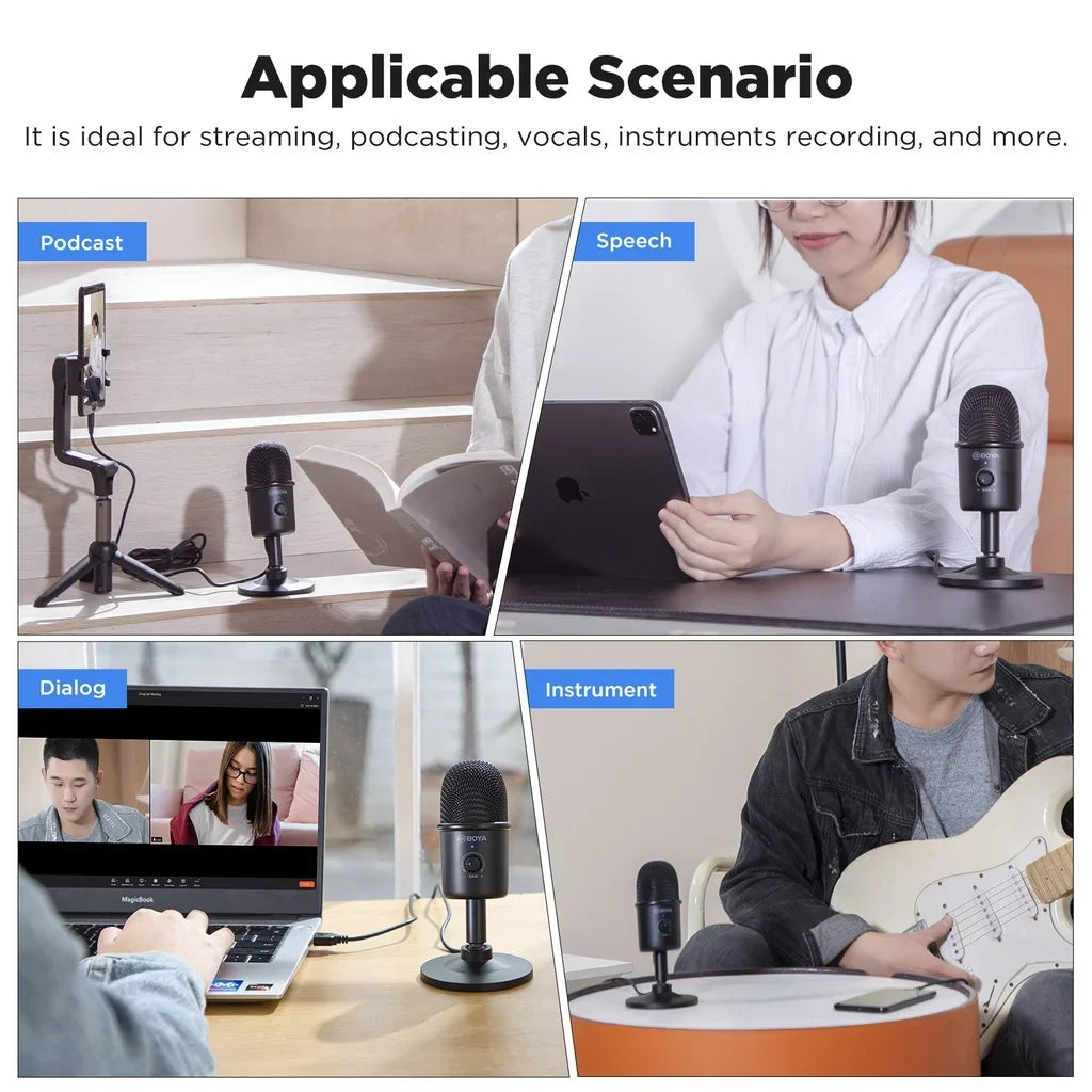 SB Condenser Desktop Microphone With Recording for Laptop Windows Mac Studio Video Mode for Youtube Live Streaming