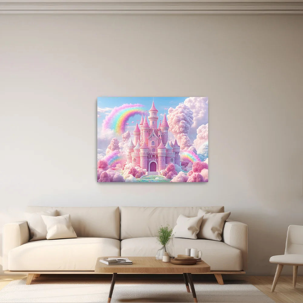 Dream Castle Rainbow Tapestry Children's Room Decor Princess Bedroom Living Room Feature Wall
