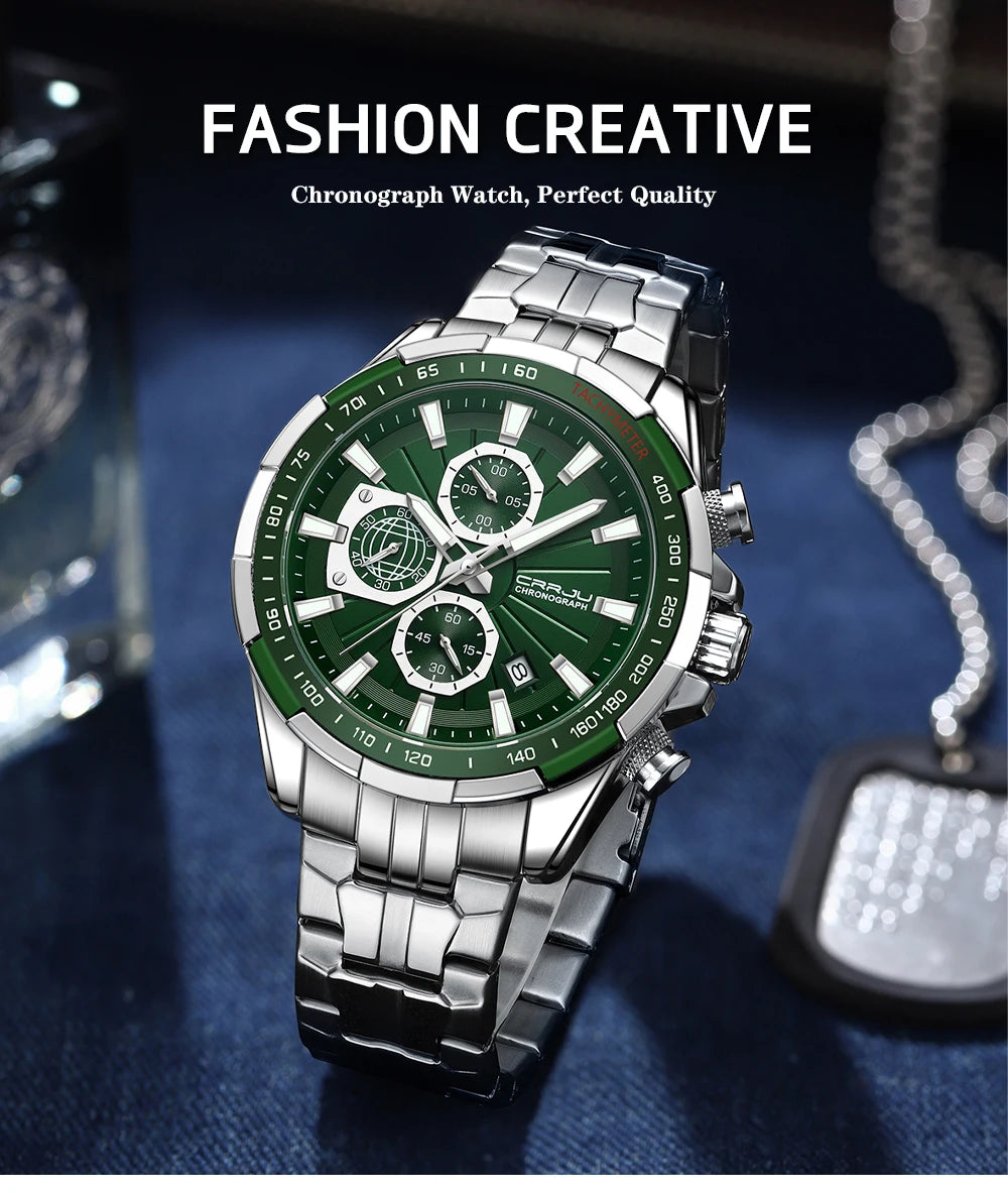 Men's Watches Fashion Business Multifunction Quartz Chronograph with Auto Date and Luminous Hands Relogio Masculino