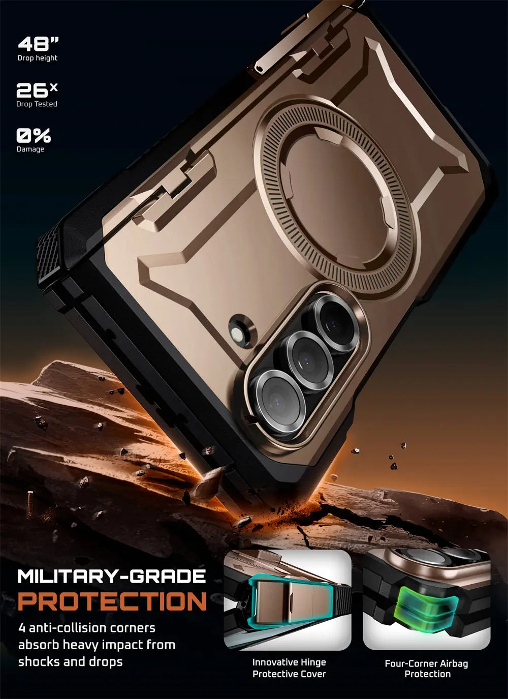 For Samsung Galaxy Z Fold 7 Case UB Grip Anti-Scratch Heavy Duty Rugged  Phone Case with Screen Protector