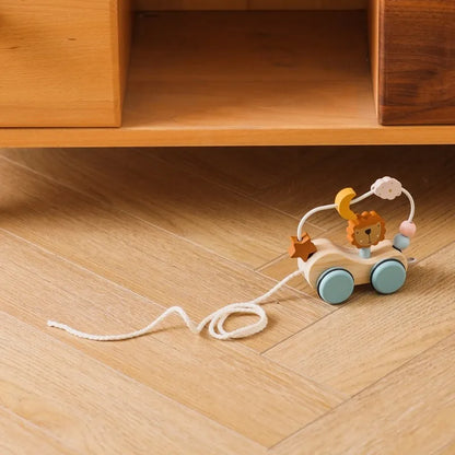 Wooden Baby Dragging Stars Moon Surround Car Beech Baby Toys Car Montessori Toys Hand Coordination Toy Handmade Decoration Gifts