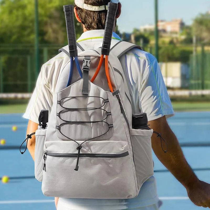 Tennis Bag Portable Tennis Backpack Large Capacity Ball Pack Racket Storage Daypack Outdoor Pickleball Bag with Shoe Compartment
