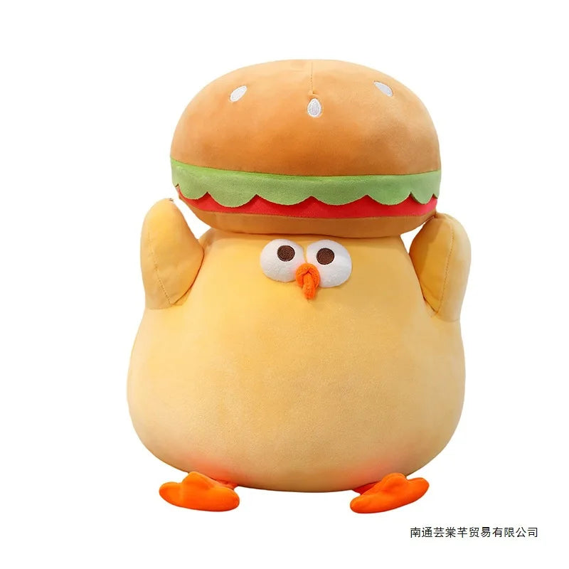Cartoon Burger And Chicken Plush Toy Soft Throw Pillow