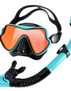 Snorkel Mask Set Silicone Swimming Goggles Diving Training Kit Dry Top Colorful Len Wide View Tempered Glass Anti-Leak Adults