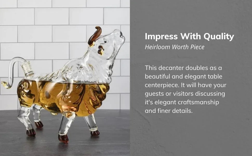 OX YEAR Whisky Glass Cow Decanter Whiskey Animal Bull Shaped Home Bar Wine Bottle For Liquor Scotch Drinkware Gift 1L Glassses