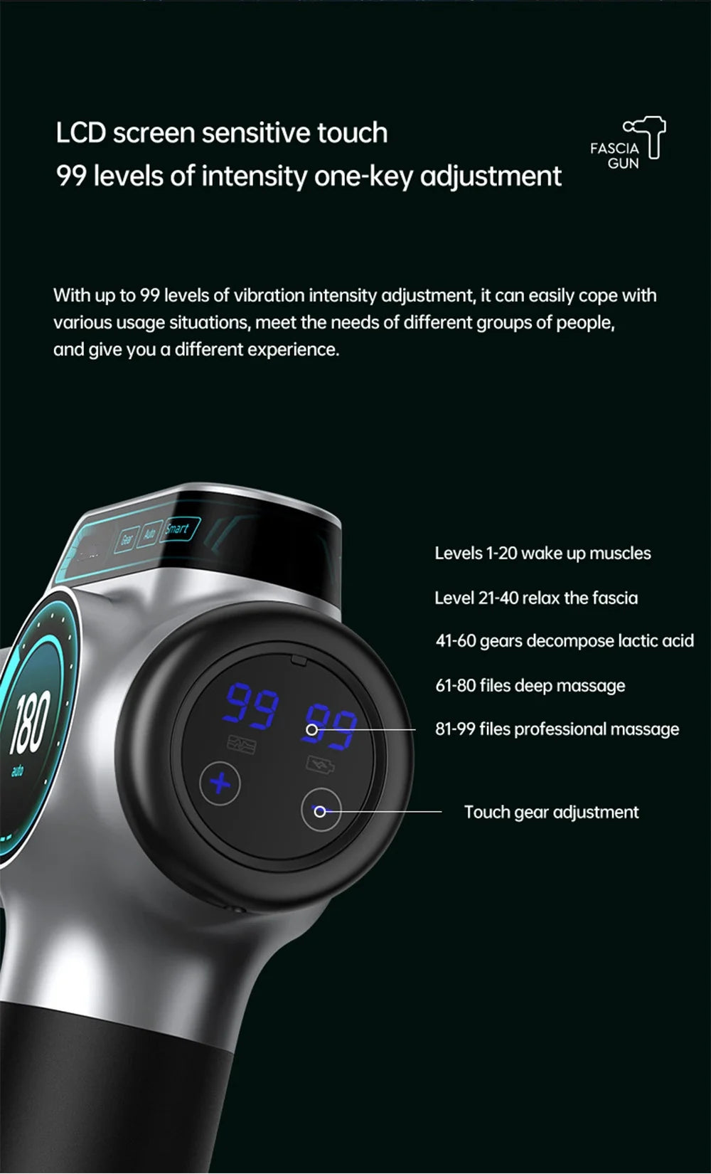 99 Level Massage  Fascia Deep Muscle Relax Body Neck Massager Electric Fitness Equipment Noise Reduction Male Female