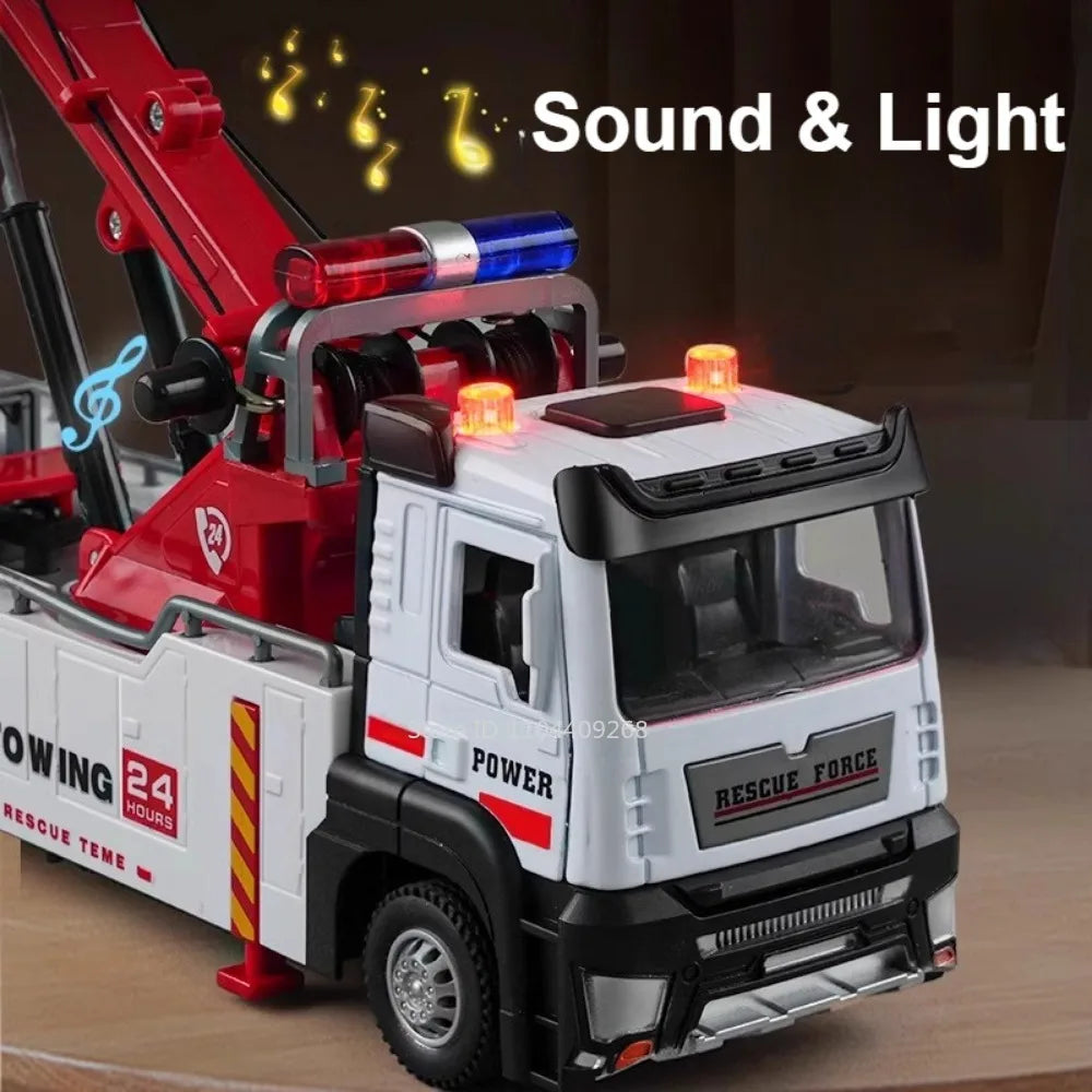 1:32 Double Hook Obstacle Clearing Car Garbage Truck Model Toy Metal Diecast Pull Back Engineering Vehicle Models Boys Gifts