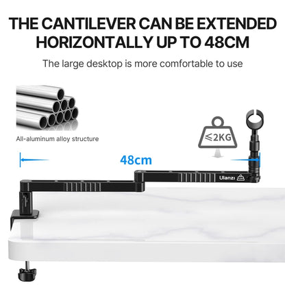 Low Level Microphone Stand 360° Adjustable Foldable Microphone Arm for Live-streaming Video Recording