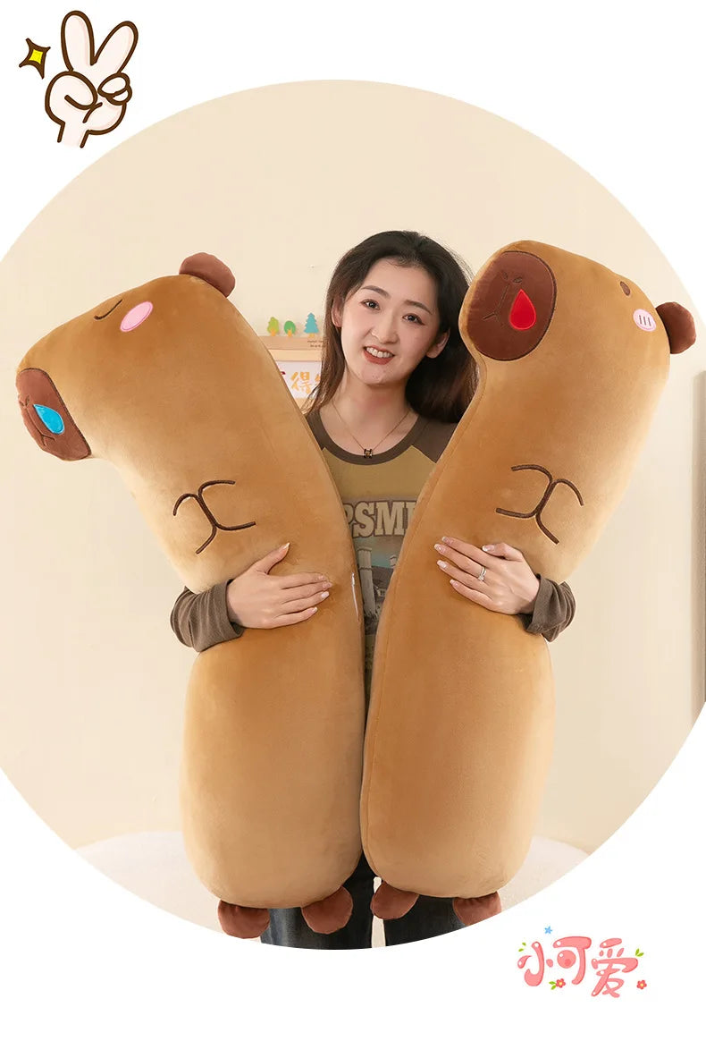 65/85/105cm Kawaii Capybara Plush Long Pillow Toys Sleeping Pillow Soft Cartoon Stuffed Animal Capibala Dolls Kids Children Gift