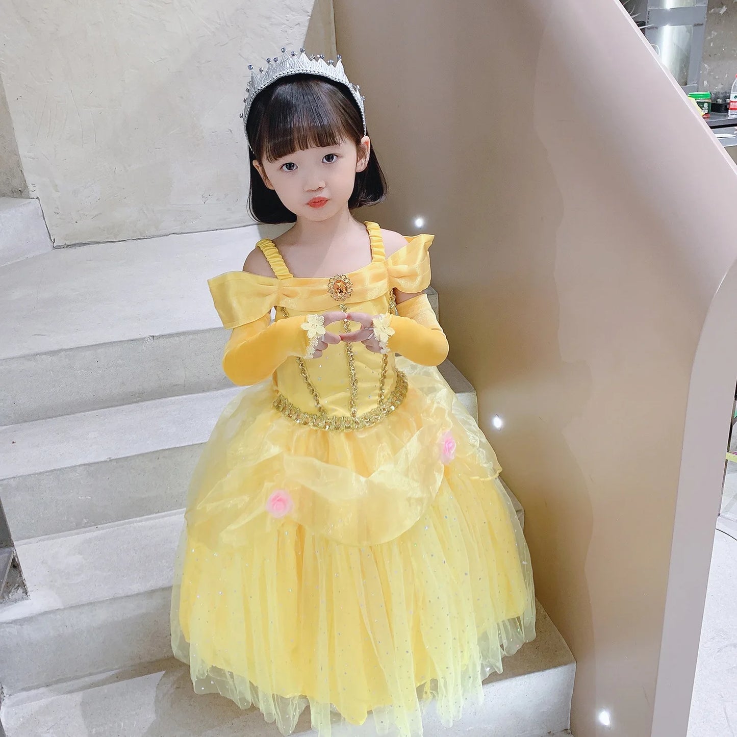 2025 Yellow Princess Dress For Girls Cosplay Carnival Costume Halloween Clothes Birthday Party Dresses Kids Birthday Clothing
