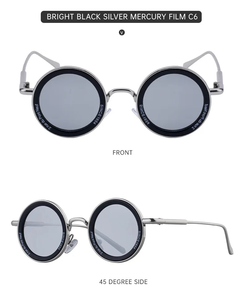 Round Steampunk Sunglasses With UV400 Protection