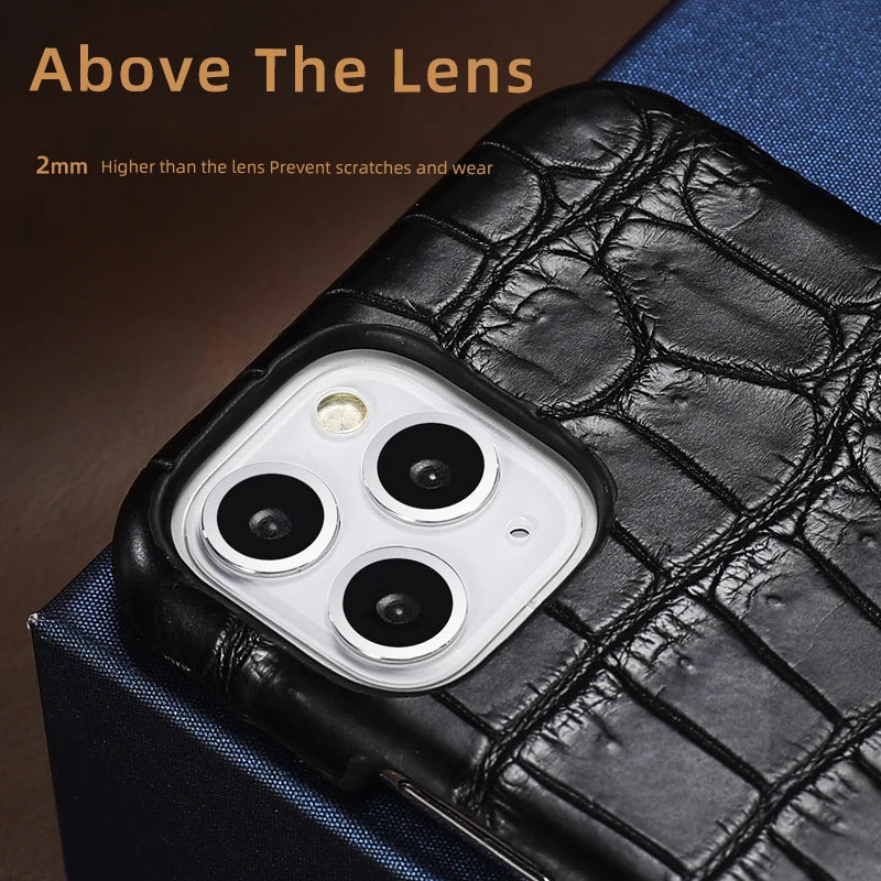 Crocodile Real Leather Cases for iPhone 16 15 Pro Max 14 pro max Genuine Leather Fundas Back Bover