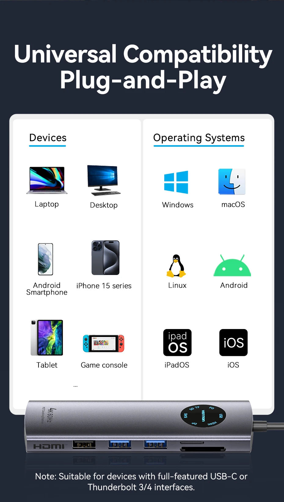 MST Docking Station Type C to HDMI DP 4K 60Hz RJ45 USB 3.0 HUB PD 100W USB C Splitter for PC Laptop Macbook Tablet