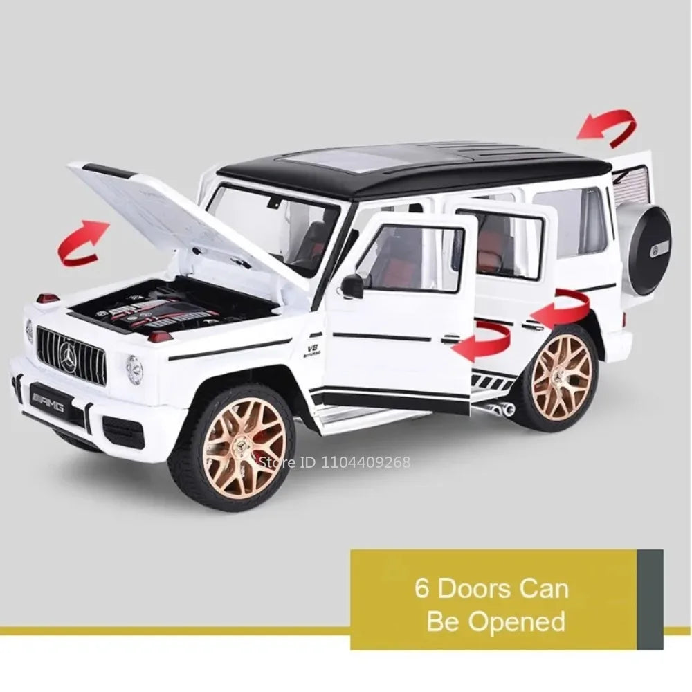 Large Size 1:18 G63 500K Sports Car Model Toy Music Light Doors Opened Alloy Vehicle Models Decorative Ornament Collection