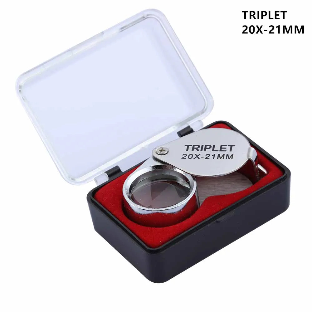 10X 20X 30X Triplet Jewelry Loupe Pocket Magnifier Glass