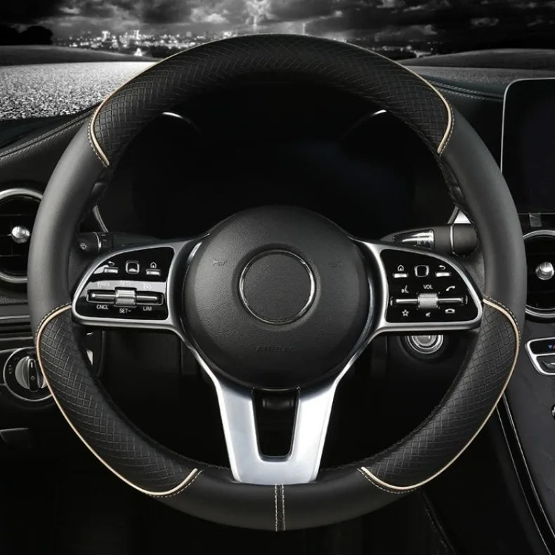 Universal Leather Diamond Steering Wheel Cover 37CM 38CM