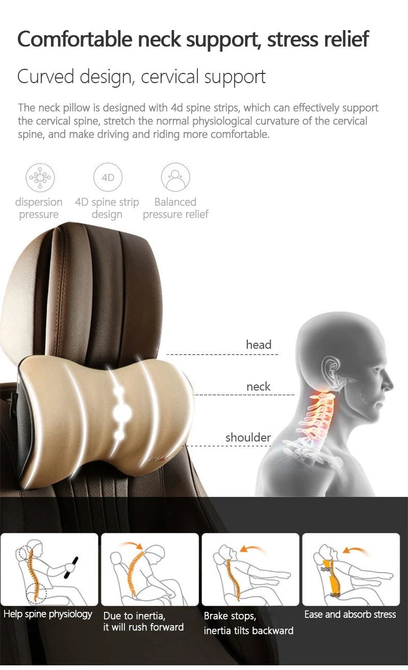 Car Lumbar Support Headrest Neck Pillow Support Universal Soft Neck Pillows Cushion Car Memory Foam Lumbar Pillow Back Support