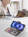 Wallet Flip Case for iPhone 16 15 Pro Max 14 Plus 16Pro 14Pro 15Pro Leather Strap Card Slots Zipper Cover