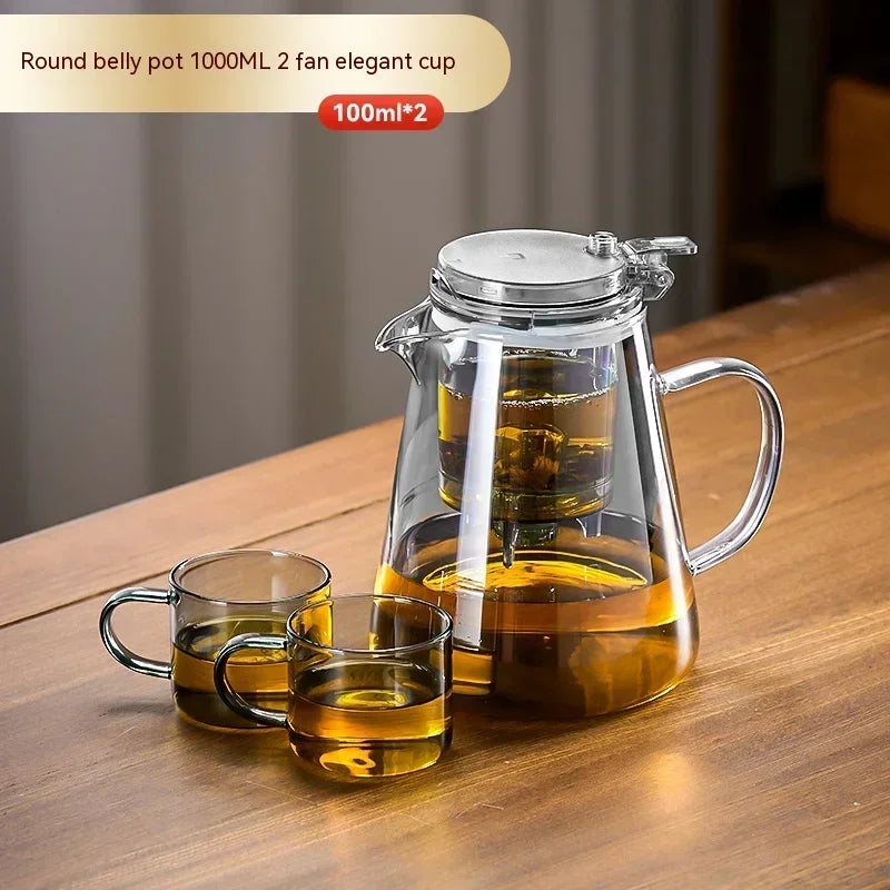 High Borosilicate Glass Tea Pot with One Touch Tea Separation Filter 1000ml