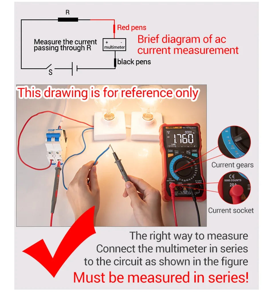 Smart Built-in Rechargeable Lithium Battery Car Multimeter Repair Tester 20000 Count Voltmeter Multitester Meter Tools