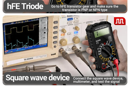 Square Wave Digital Tester 1999 Counts HFE Triode Buzzer Multimeter AC/DC Voltage 10A Current Multimeters Meter Tool