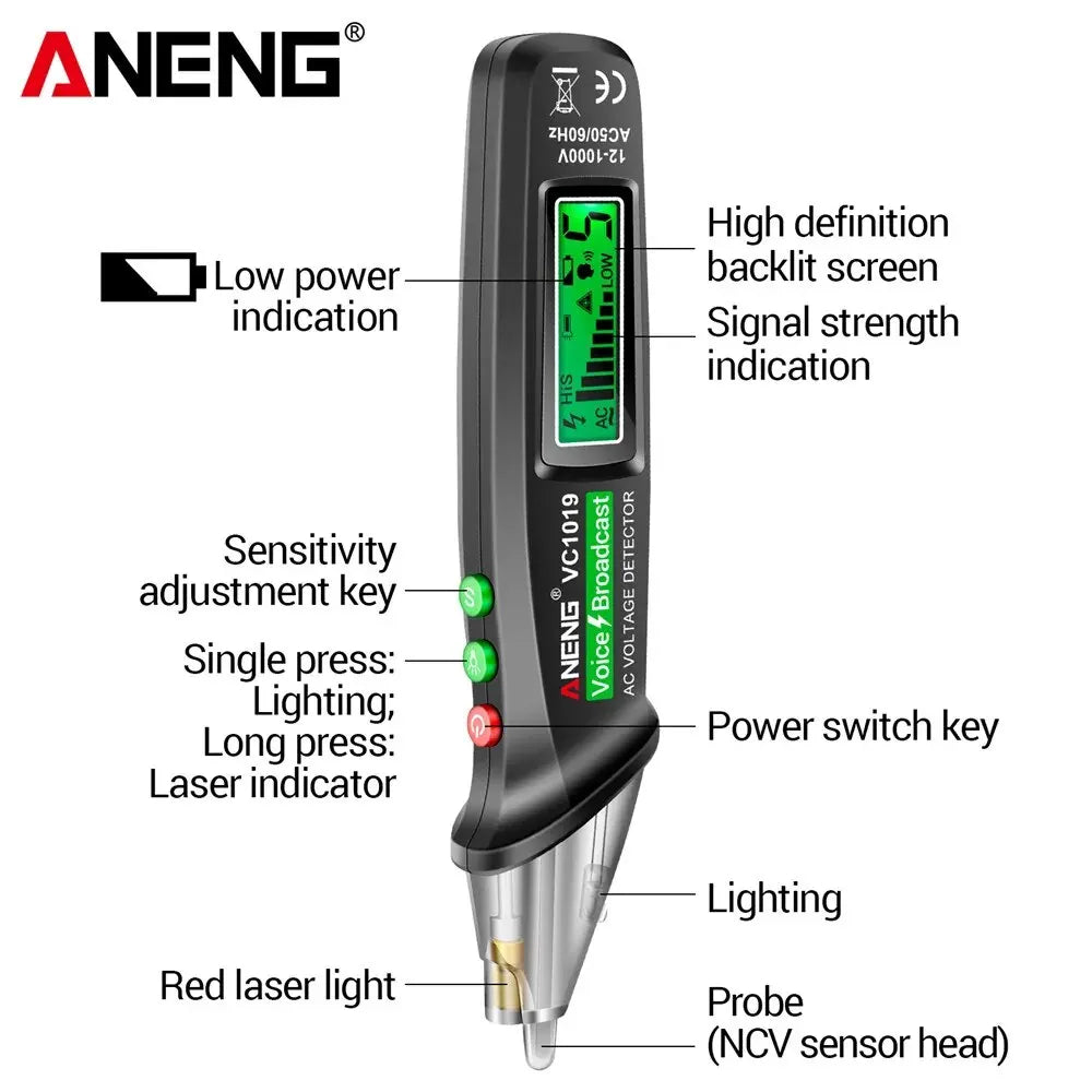 Circuit Breaker Finder with Voice Broadcast and Infrared Sensor Positioning Voltage Tester Electric Wire Detector