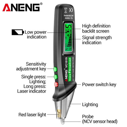 Circuit Breaker Finder with Voice Broadcast and Infrared Sensor Positioning Voltage Tester Electric Wire Detector