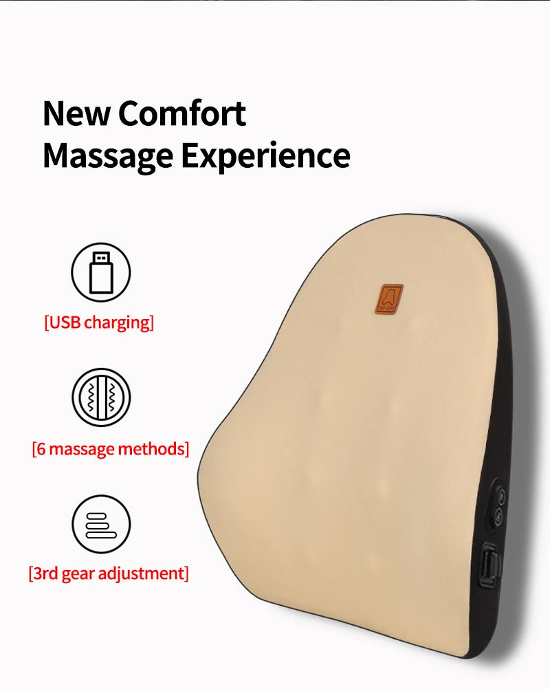 Car Lumbar Support Electric Massage Headrest Neck Pillow Car Massage Pillows Comfortable Waist Cushion Relieve Driver Fatigue