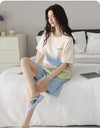 2-Pcs Women’s Cotton Pajama Set – Breathable Short Sleeve Summer Sleepwear with Cute Prints