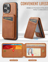 Leather for Magsafe Phone Case for iPhone 16 15 Pro Max 14 Plus Bracket Magnetic Back Cover with Card Holder