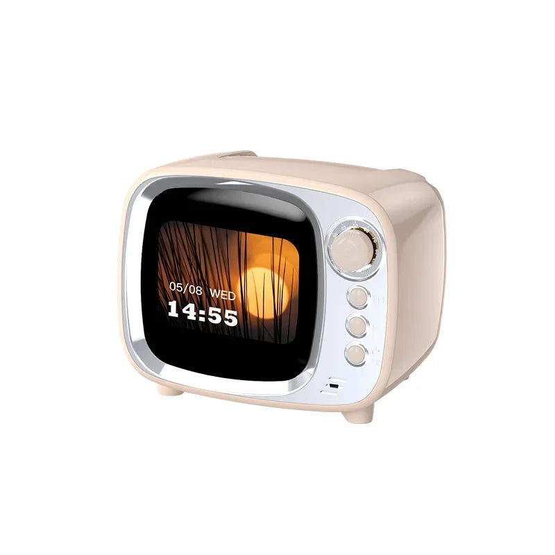 Pro Bluetooth Speaker with Lyrics Display Retro Wireless Alarm Clock HiFi Sound Powerful Bass Portable Desktop Music Player