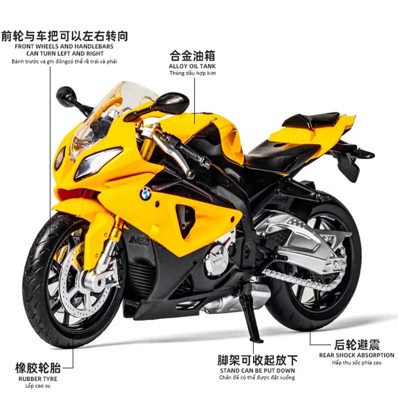 1:12 BMW S1000RR Die Cast Motorcycle Model Toy Vehicle Collection Autobike Shork-Absorber Off Road Autocycle Toys Car
