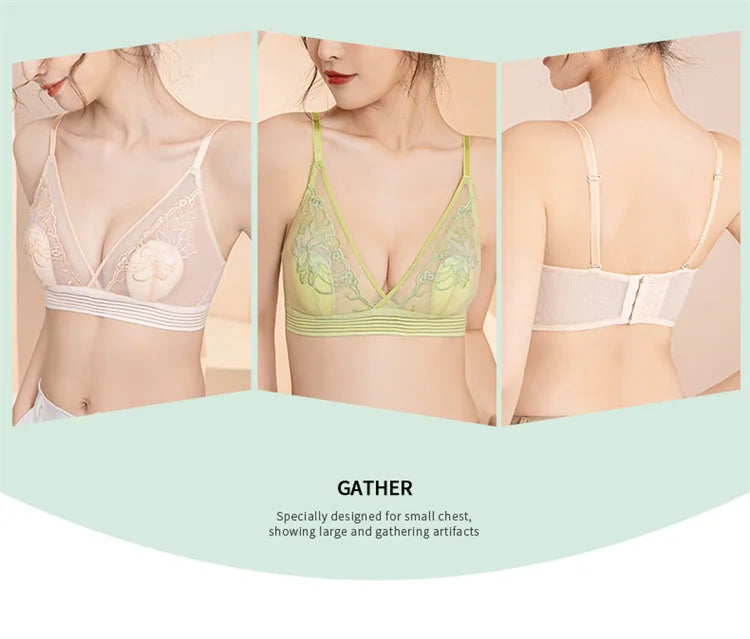 Women’s Lace Transparent Rabbit Ears Push-Up Bra – Soft, Thin, Wire-Free Bralette