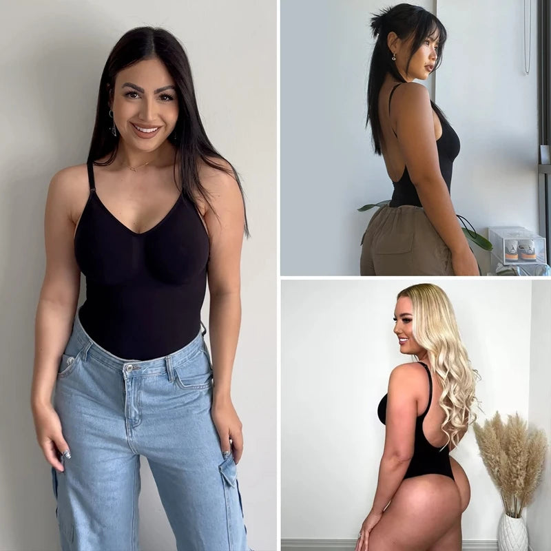 Women Backless Thong Bodysuit Shapewear – Tummy Control Slimming Corset