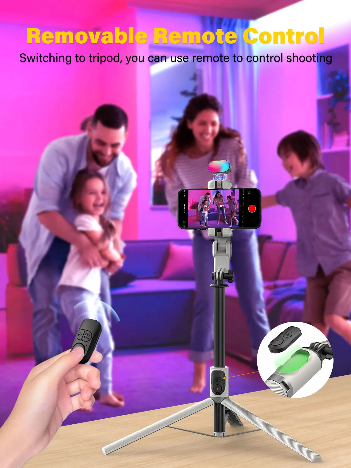 Smartphone Gimbal Stabilizer, Gimbal Stabilizer, Face Tracking without APP - 4 in 1 Mobile Gimbal Stabilizer with RGB Fill Light