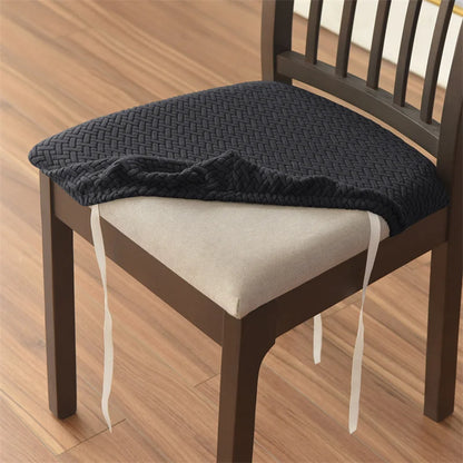 4pcs/set Stretch Dining Chair Seat Covers Jacquard Elastic Upholstered Chairs Cushion Slipcover Anti-Dirty Protector Removable