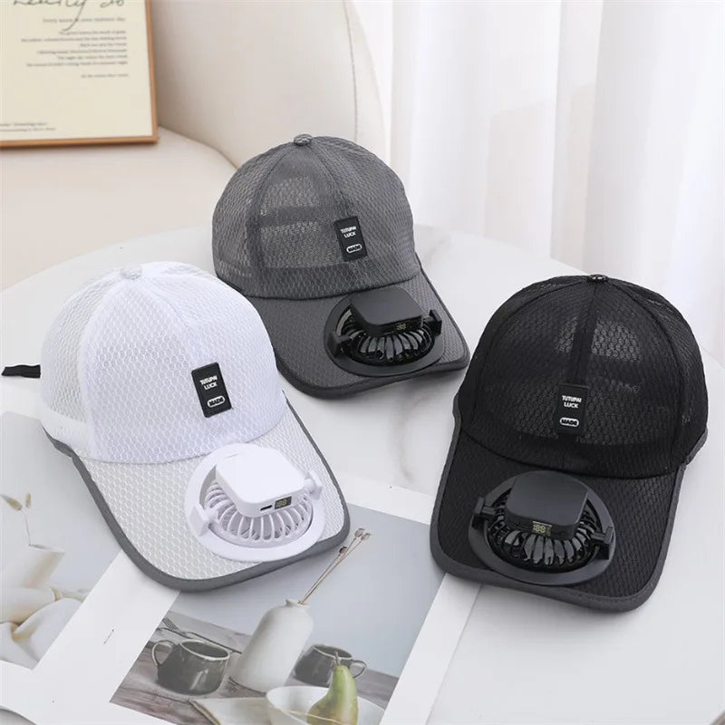Mesh Solar Fan Baseball Cap With Adjustable Fit