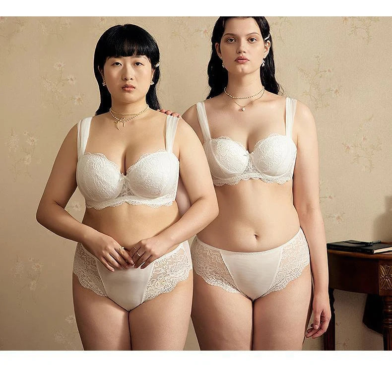 Womens French Lace Underwire Push Up Minimizer Bra
